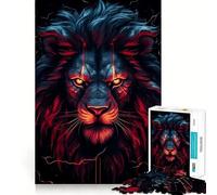 Puzzle Tête de Lion Rouge 1000 Pièces pour Adultes Jeu Intellectuel Calme et Détente Découpe Précise Cadeau de Père Noël (50x75cm)