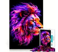 Puzzle Tête de Lion Rouge pour Adolescents 1000 Pièces Jeu de Logique Transparente Découpe Parfaite Surprise d'anniversaire (50x75cm)
