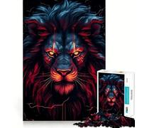 Puzzle Tête de Lion Rouge pour Adolescents 1000 Pièces Recall Upgrade Calm Relax Clear Cut Art Collection Piece (38x26cm)