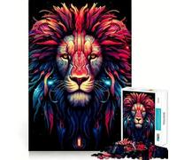 Puzzle Tête de Lion Rouge pour Adultes, 1000 Pièces, Jeu Intelligent, Calme et Sécurisant, Motif Assembler, (38x52cm)