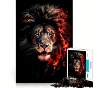 Puzzle Tête de Lion Rouge pour Adultes 1000 Pièces Jeu Intelligent Détente et Amusant Assembler Cadeau Précieux (38x52cm)