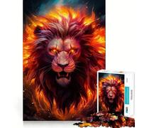 Puzzle Tête de Lion Rouge pour Adultes 1000 Pièces Stimule la Mémoire Jeu de Groupe Modèle Assembler Surprise de Noël (38x52cm)