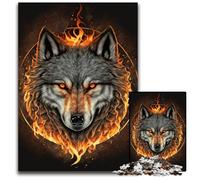 Puzzle Tête de Loup de Feu 1000 pièces pour Adultes, Puzzle en Carton, Divertissement Relaxant, Cadeau de Noël idéal et décoration d'intérieur 26x38cm/10,23x14,96 Pouces