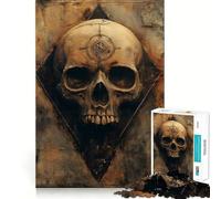 Puzzle tête de Mort avec Symbole pour Adolescents, 1000 pièces, Jeu de logique, Amusement d'intérieur, Bords précis, pièce de Collection Artistique 50x75cm