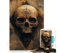 Puzzle tête de Mort avec Symbole pour Adultes, 1000 pièces, Jeu de réflexion Amusant à Partager, découpe de précision, Cadeau Unique 38x26cm