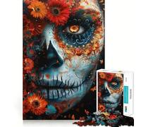 Puzzle tête de Mort Mexicaine et Fleurs pour Adolescents, 1000 pièces, Jeu de logique mentale, Anti-Stress, découpe Ferme, Cadeau de Noël 38x26cm