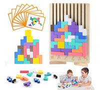Puzzle Tetris en Bois Montessori - Jeu éducatif 3D pour Enfants de 3 à 6 Ans, Blocs géométriques colorés, Cadeau d'intelligence pour garçons et Filles