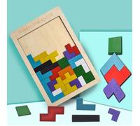 Puzzle Tetris Tangram en Bois Coloré pour Enfants - VOLY - Tableaux et Peintures - Taille 28x17cm