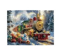Puzzle « The Christmas Train Is Moving » - Illustration de Noël - Rétro - Métal - 20,3 x 30,5 cm