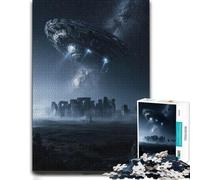 Puzzle Thématique Alien UFO Over Stonehenge pour Adultes, 500 PCS