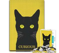 Puzzle Thématique Curious Black Cat pour Adultes, Format 300 PCS