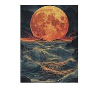 Puzzle Thématique Full Moon Over Ocean Waves pour Adultes, 500 PCS