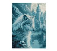 Puzzle Thématique Wolf Castle Moon Night Fantasy pour Adultes, Format 500 PCS