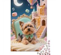 Puzzle Thérapeutique en Bois 1000 Pièces - Chiot Yorkshire Terrier | Détente Mentale Et Concentration pour Relaxation