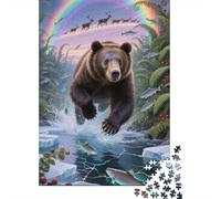 Puzzle Thérapeutique en Bois 1000 Pièces - Ours Brun | Détente Mentale Et Concentration pour Relaxation