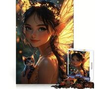 Puzzle Thinker Bell avec Chaton 1000 pièces pour Adolescents Stimule la mémoire Amusant et Relaxant Bords précis Cadeau attentionné 38x52cm