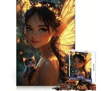 Puzzle Thinker Bell avec Chaton pour Adultes, 1000 pièces, Jouet Intelligent, Lien Familial, découpe précise, Cadeau saisonnier 50x75cm