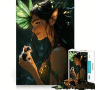 Puzzle Thinker Bell et Chaton 1000 pièces pour Adultes Stimule la mémoire Moment de détente Assemblage d'image Belle œuvre d'art 38x26cm