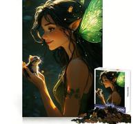Puzzle Thinker Bell et Chaton pour Adolescents, 1000 pièces, Jouet d'entraînement cérébral, Image Simple et Amusante à Assembler, Cadeau précieux 50x75cm
