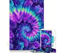 Puzzle Tie-Dye 1000 pièces pour Adolescents, Jeu de logique Solide, activité à la Maison, Bords Transparents, Cadeau précieux 38x52cm