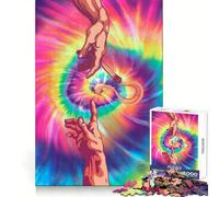 Puzzle Tie Dye Pass Joint 1000 pièces pour Adultes, Puzzle de mémoire à Assembler Lentement, Cadeau créatif 50x75cm