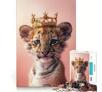 Puzzle Tiger Cub King 1000 pièces pour Adultes Stimule la mémoire, détend l'esprit, Bords précis, liste de souhaits du Père Noël 38x26cm