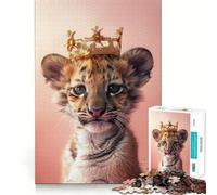 Puzzle Tiger Cub King pour Adolescents, 1000 pièces, Jeu de logique Solide, Anti-Stress, Bords Transparents, Cadeau Classique 38x52cm