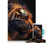 Puzzle Tiger Fire 1000 pièces pour Adolescents, Jeu de logique et de Stimulation émotionnelle, Divertissement paisible, Bords Lisses, Cadeau créatif 38x26cm