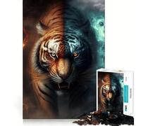 Puzzle Tiger Fire 1000 pièces pour Adolescents Jeu Intelligent et Relaxant Assemblage du Motif Liste de souhaits du Père Noël 38x52cm