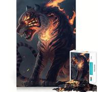 Puzzle Tiger Fire 1000 pièces pour Adultes, Jeu de réflexion, Divertissement d'intérieur, Bords précis, Objet de Collection 38x52cm