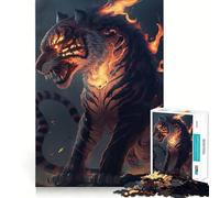 Puzzle Tiger Fire pour Adolescents, 1000 pièces, idéal pour stimuler la mémoire, se détendre et créer des Bords précis Un Cadeau Exceptionnel 50x75cm