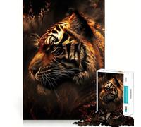 Puzzle Tiger Fire pour Adolescents, 1000 pièces, Jeu de logique et de réflexion, Calme et Amusant, Bords Lisses, Cadeau d'anniversaire 38x52cm