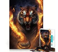 Puzzle Tiger Fire pour Adolescents, 1000 pièces, Jeu d'entraînement cérébral, Image Simple et Amusante à Assembler, Cadeau précieux 50x75cm