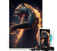 Puzzle Tiger Fire pour Adultes 1000 pièces, Jeu de logique mentale, Doux et Relaxant, découpe Ferme, liste de souhaits du Père Noël 38x26cm