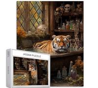 Puzzle Tiger in The Bathtub de 1 000 pièces pour adultes - Atmosphère de conte de fées incroyable - Jeux d'activités familiales - Puzzle coloré pour décoration d'intérieur - Cadeaux de 50,8 x 68,6 cm