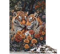 Puzzle Tiger Love in Bloom 500 pièces pour Adultes Puzzles pour Adultes Relax Puzzles Jeux 500 pièces (52x38cm)