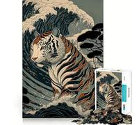 Puzzle Tiger Ukiyo E Japon Chine 1000 pièces pour Adultes, Jeu de logique Pure, Anti-Stress, découpe Nette, Cadeau de Noël 38x26cm