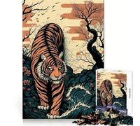 Puzzle Tiger Ukiyo E Japon Chine 1000 pièces pour Adultes, Jeu Intelligent Anti-Stress, Motif à Assembler, Surprise de Noël 50x75cm