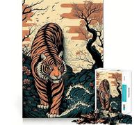 Puzzle Tiger Ukiyo E Japon Chine 1000 pièces pour Adultes, Jeu Intelligent Anti-Stress, Motif à Assembler, Surprise de Noël 50x75cm