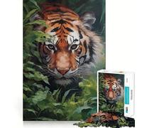 Puzzle Tigre 1000 Pièces pour Adolescents Jeu Mental Anti-Anxiété Découpe Premium Cadeau Élégant 50x75cm
