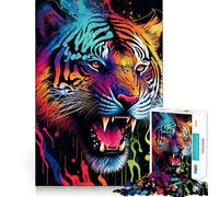 Puzzle Tigre, Animal coloré, 1000 pièces, idéal pour Les Adolescents stimule la mémoire, se détend, Bords précis, Cadeau Parfait 38x52cm