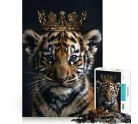 Puzzle Tigre, Animal Mignon, Roi des Puzzles, 1000 pièces, Jouet de logique Solide pour Adolescents, Anti-Stress, Bords Transparents, Cadeau Classique 50x75cm