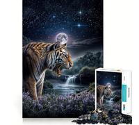 Puzzle Tigre au Clair de Lune 1000 Pièces Jeu de logique pour Adultes Cadeau de qualité supérieure 38x52cm
