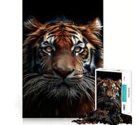 Puzzle Tigre aux Yeux Jaunes, 1000 Pièces, Niveau Difficile, pour Adultes 38x26cm, Recall Upgrade, Doux et Détendu, Découpe Claire, Cadeau Unique