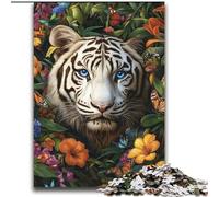 Puzzle Tigre Blanc 2000 pièces pour Adultes, Jeux éducatifs, Jouets à Faire soi-même avec Affiche et fiche de Questions Assorties (70x100cm)