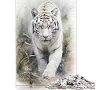 Puzzle Tigre Blanc Aquarelle, Jouet de Relaxation, Puzzle en Carton de Qualité Supérieure pour Adultes et Enfants, Cadeaux de Noël, 1000 pièces (26x38 cm)