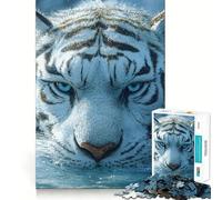 Puzzle Tigre Blanc dans l'eau 1000 Pièces Jeu de Rappel Amusant sans Bavures Pièces Nettement Découpées Portable et Pratique pour Les Voyages (50x75cm)