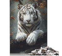 Puzzle Tigre Blanc en Automne 1000 pièces pour Adultes et Adolescents. Puzzles en Bois pour Adultes. Puzzles pour s'amuser en Famille et Passer Une soirée Jeux. 1000 pièces (75 x 50 cm).