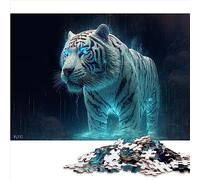 Puzzle Tigre Blanc futuriste de 1000 pièces pour Enfants, en Carton de qualité supérieure, Verrouillage précis, Jeux de Puzzle relaxants, 26x38cm