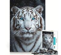 Puzzle Tigre Blanc pour Adolescents,1000 pièces,Jeu de mémoire Amusant,Surface Lisse sans bavures,Cadeau d'anniversaire,Casse-tête (38x52cm)